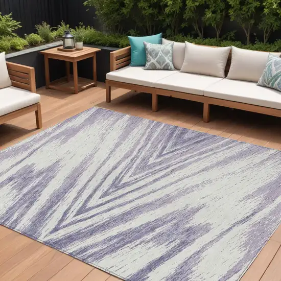 Lavender And Ivory Abstract Washable Indoor Outdoor Area Rug Photo 1