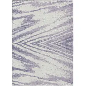 Photo of Lavender And Ivory Abstract Washable Indoor Outdoor Area Rug