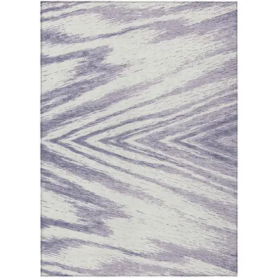 Lavender And Ivory Abstract Washable Indoor Outdoor Area Rug Photo 2