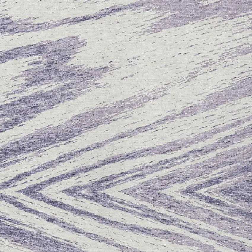 Lavender And Ivory Abstract Washable Indoor Outdoor Area Rug Photo 6