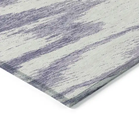 Lavender And Ivory Abstract Washable Indoor Outdoor Area Rug Photo 5