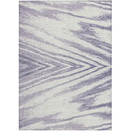 Lavender And Ivory Abstract Washable Indoor Outdoor Area Rug Photo 7