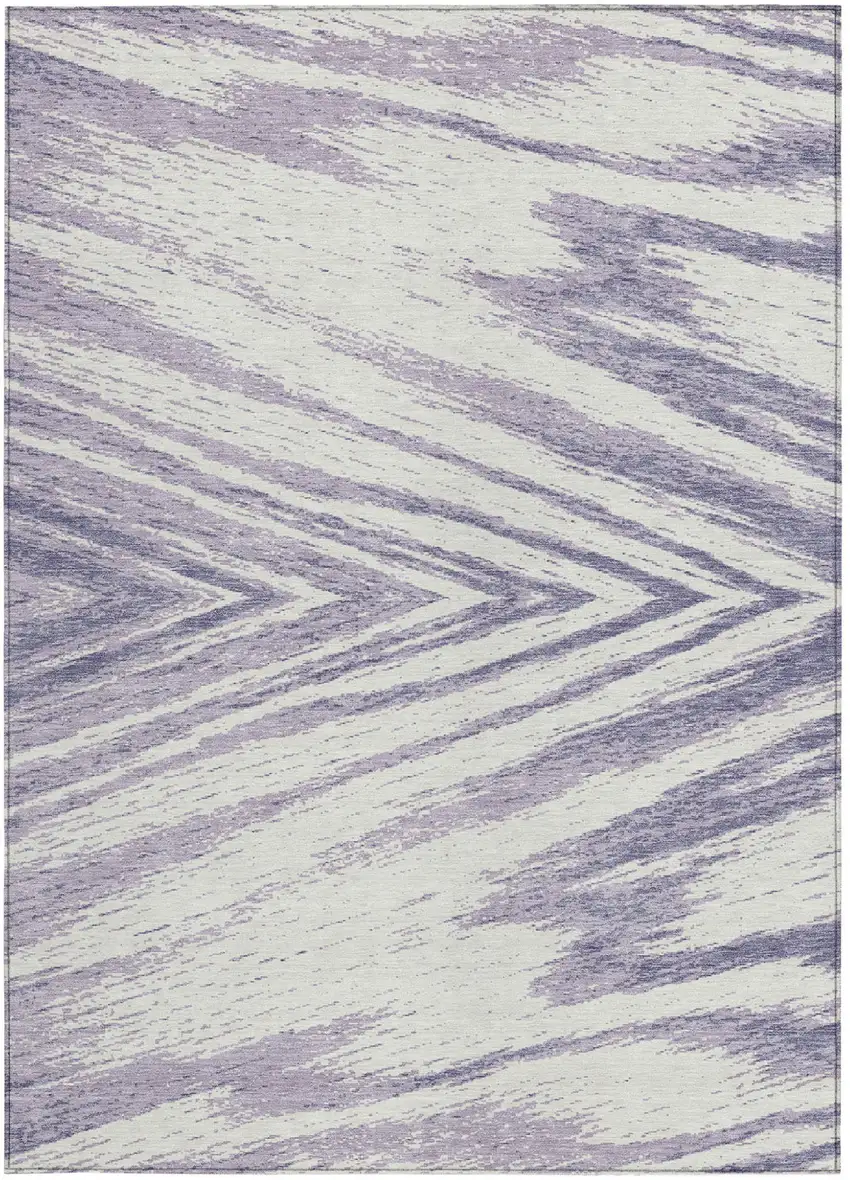 Lavender And Ivory Abstract Washable Indoor Outdoor Area Rug Photo 7