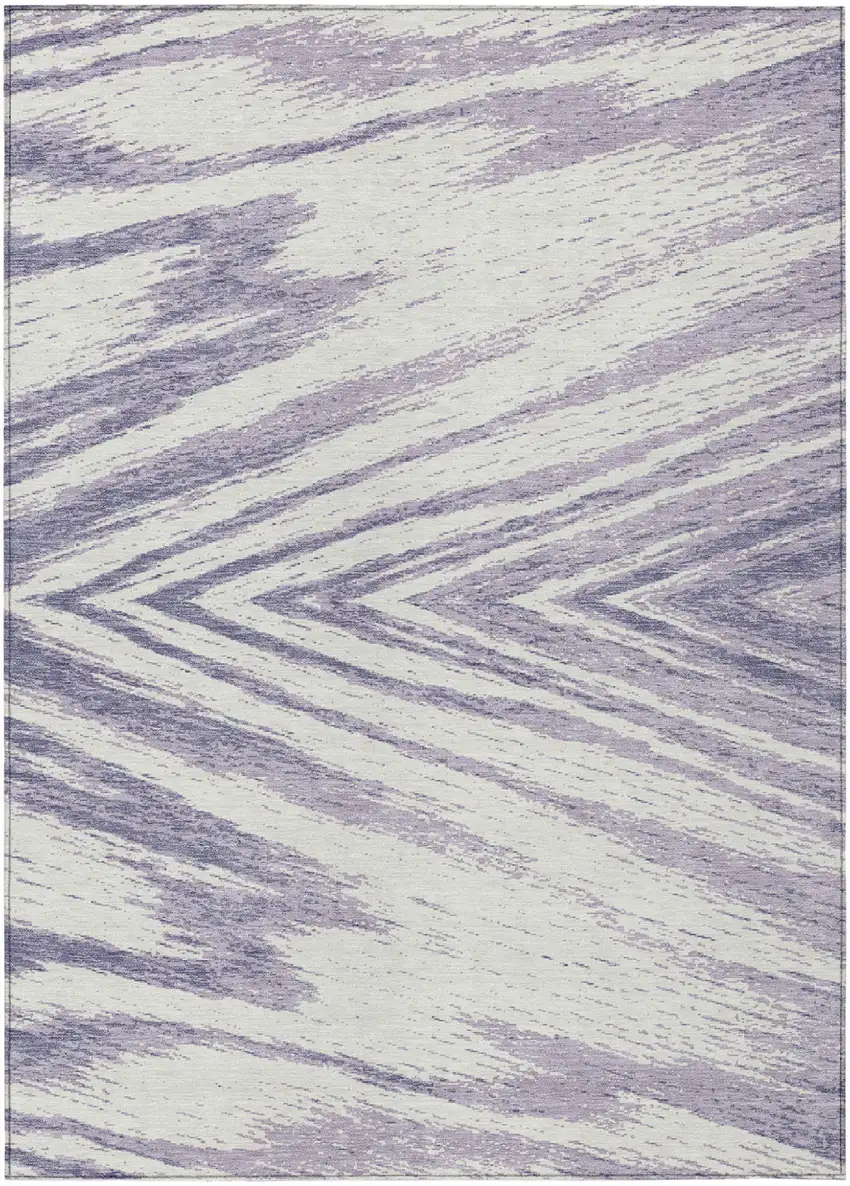 Lavender And Ivory Abstract Washable Indoor Outdoor Area Rug Photo 2