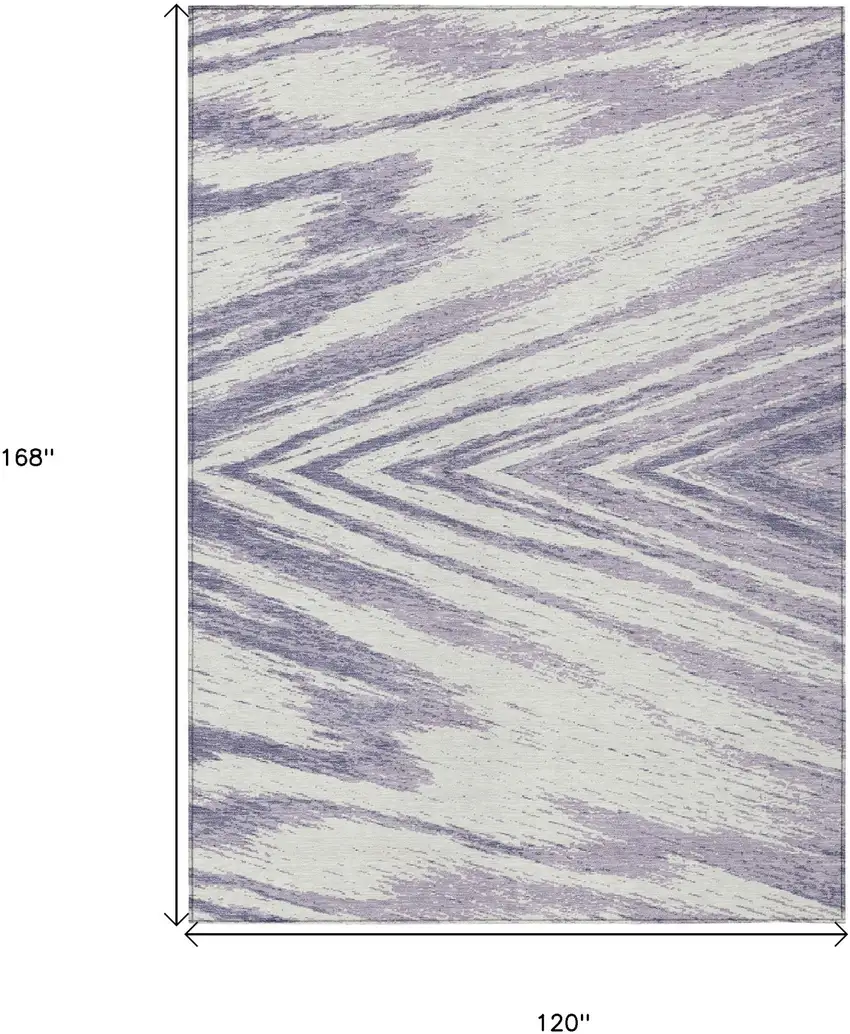 Lavender And Ivory Abstract Washable Indoor Outdoor Area Rug Photo 3