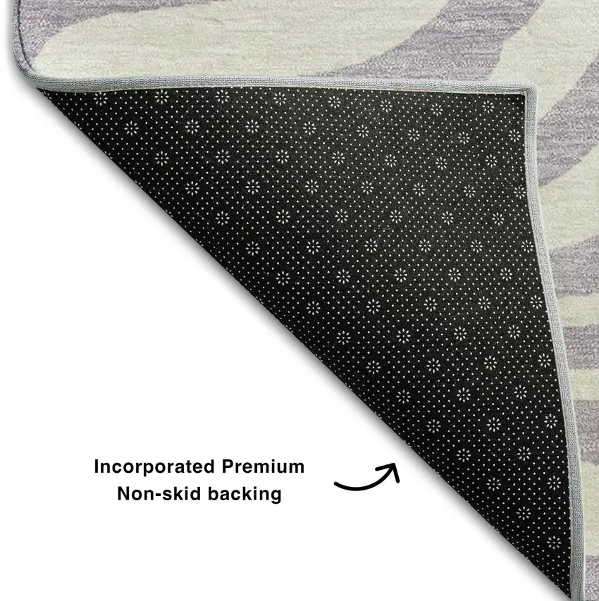 Lavender And Ivory Animal Print Washable Area Rug With UV Protection Photo 6