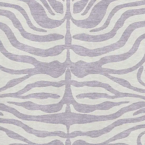 Lavender And Ivory Animal Print Washable Area Rug With UV Protection Photo 2