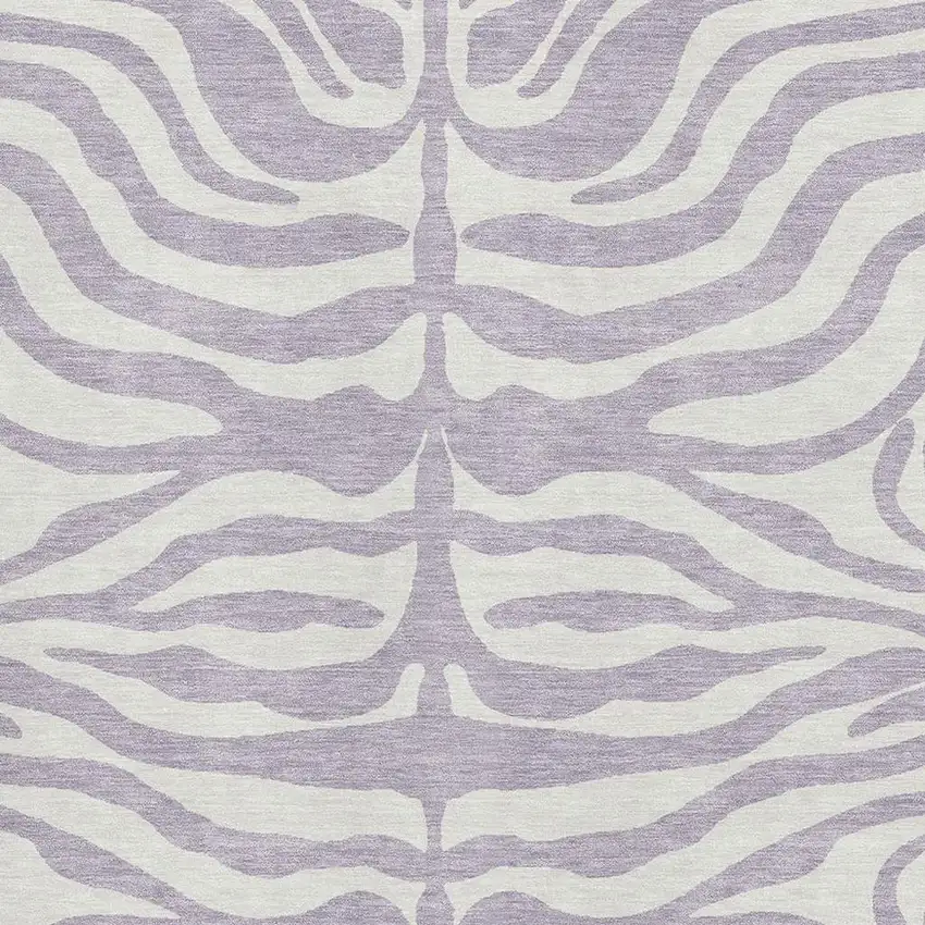 Lavender And Ivory Animal Print Washable Area Rug With UV Protection Photo 2