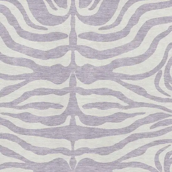 Lavender And Ivory Animal Print Washable Area Rug With UV Protection Photo 2