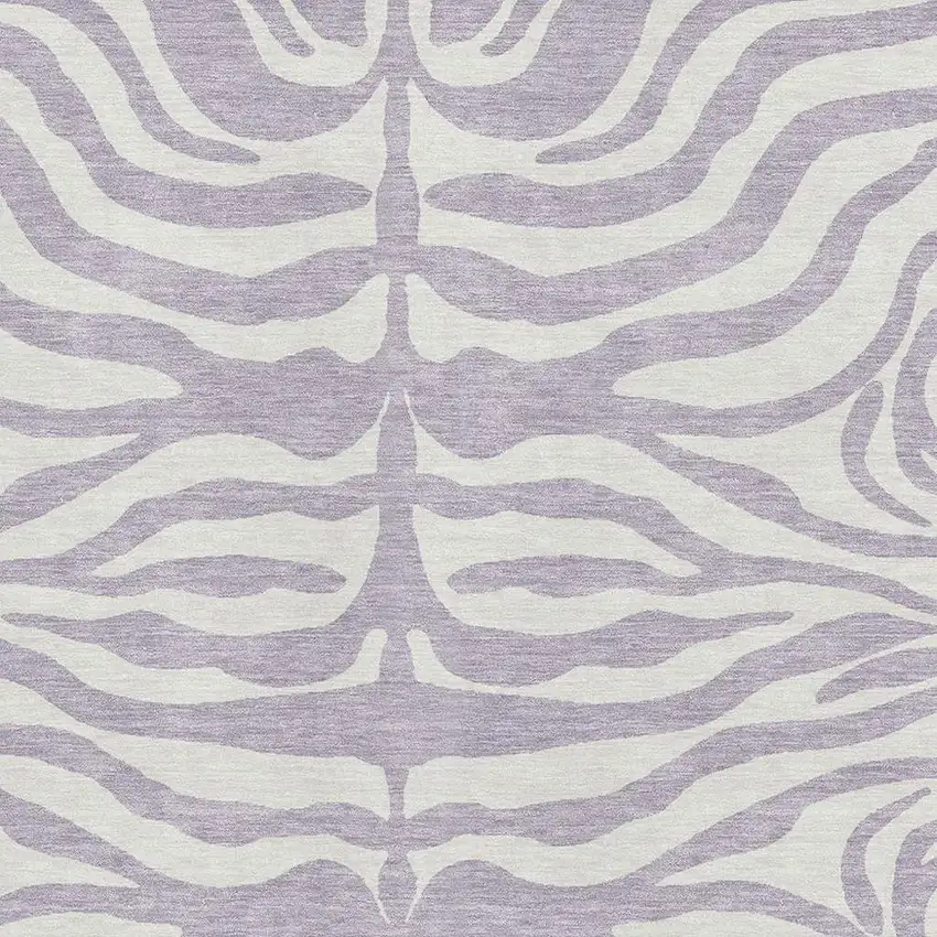 Lavender And Ivory Animal Print Washable Area Rug With UV Protection Photo 2