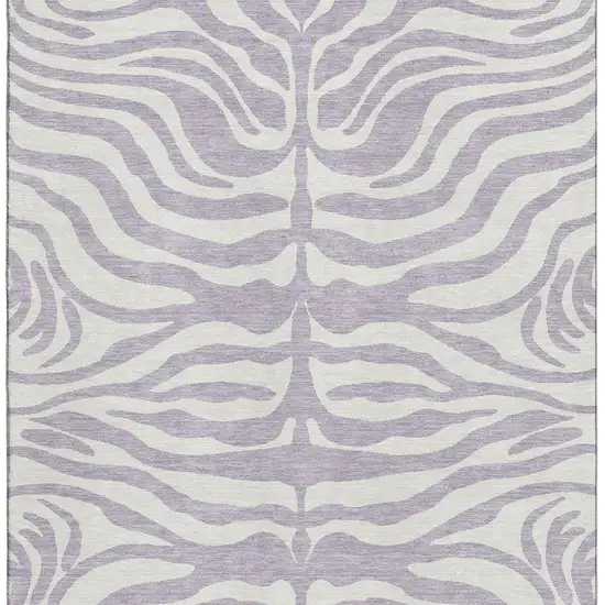 Lavender And Ivory Animal Print Washable Area Rug With UV Protection Photo 3