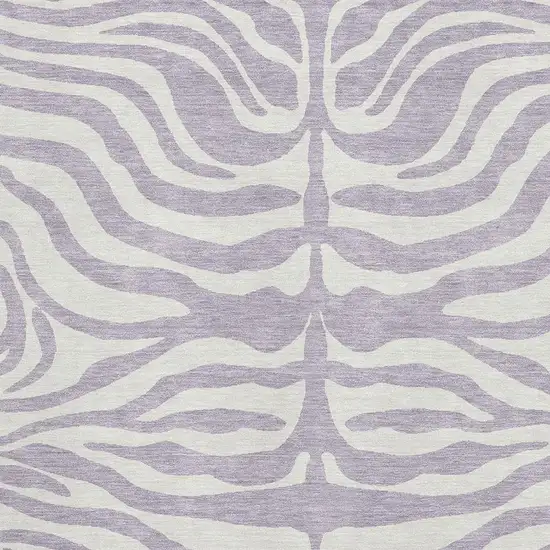 Lavender And Ivory Animal Print Washable Area Rug With UV Protection Photo 2