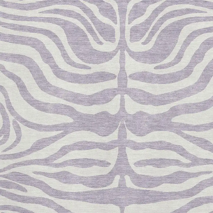 Lavender And Ivory Animal Print Washable Area Rug With UV Protection Photo 2