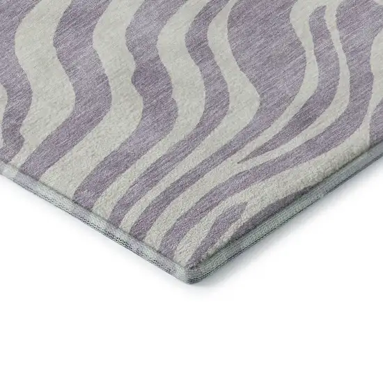 Lavender And Ivory Animal Print Washable Area Rug With UV Protection Photo 7