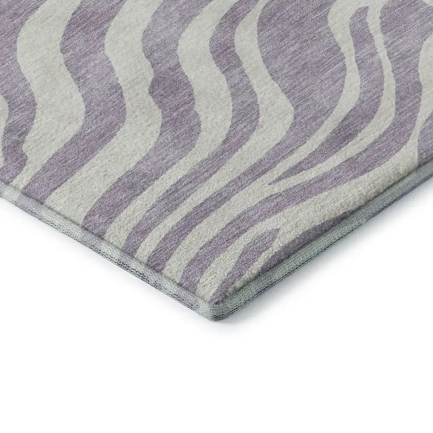 Lavender And Ivory Animal Print Washable Area Rug With UV Protection Photo 7