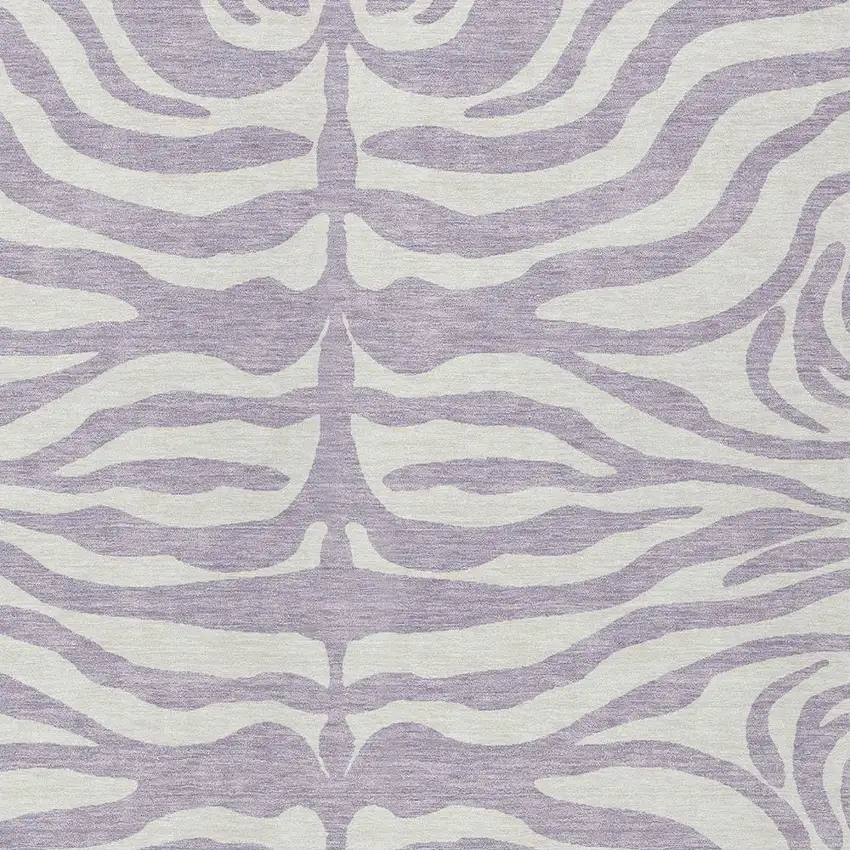 Lavender And Ivory Animal Print Washable Indoor Outdoor Area Rug Photo 5