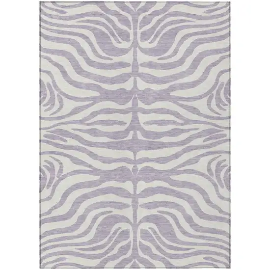 Lavender And Ivory Animal Print Washable Indoor Outdoor Area Rug Photo 2