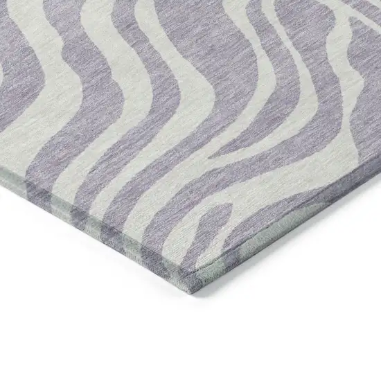 Lavender And Ivory Animal Print Washable Indoor Outdoor Area Rug Photo 4