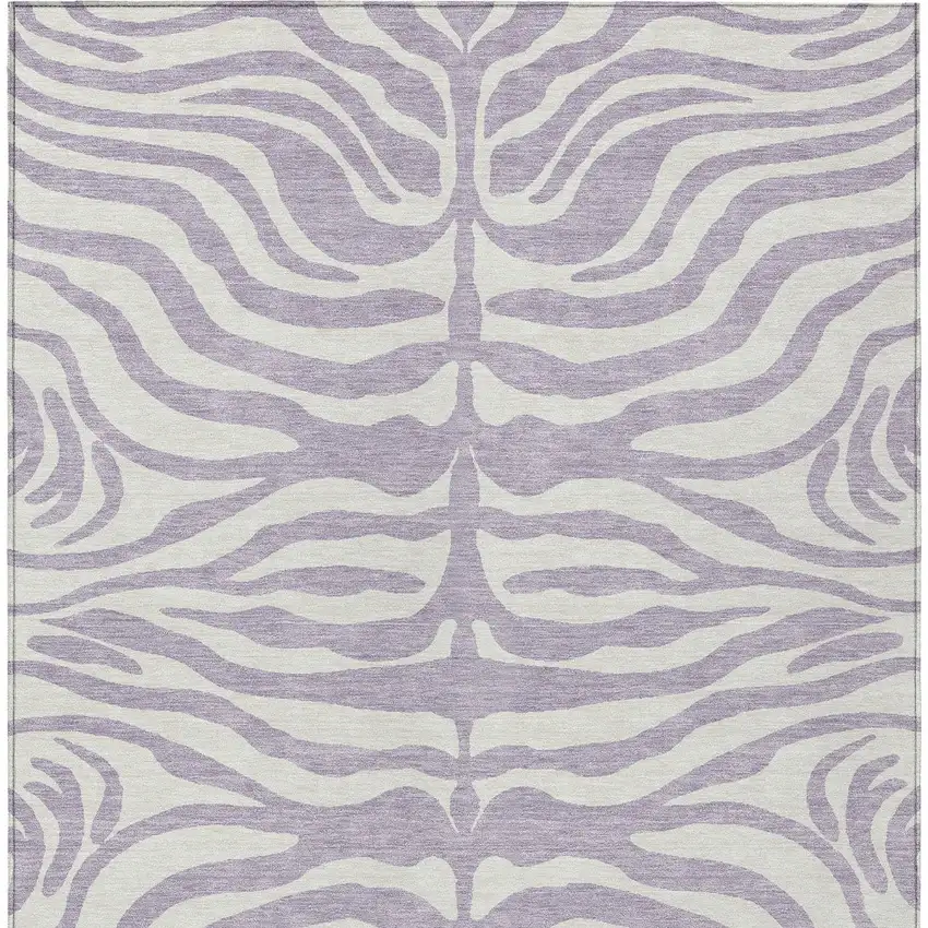 Lavender And Ivory Animal Print Washable Indoor Outdoor Area Rug Photo 6