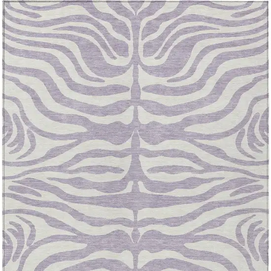 Lavender And Ivory Animal Print Washable Indoor Outdoor Area Rug Photo 5
