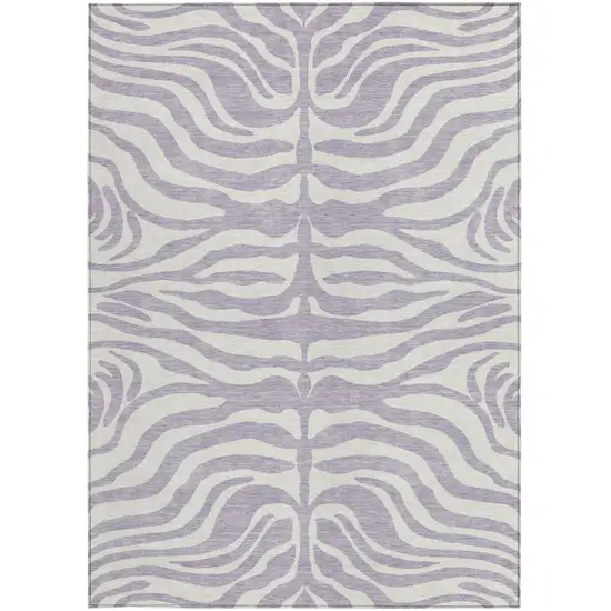 Lavender And Ivory Animal Print Washable Indoor Outdoor Area Rug Photo 6