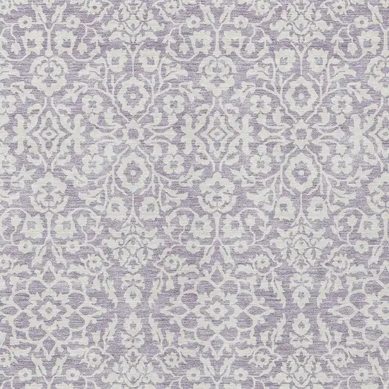 Lavender And Ivory Damask Washable Indoor Outdoor Area Rug Photo 5