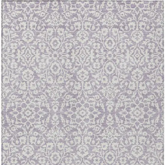 Lavender And Ivory Damask Washable Indoor Outdoor Area Rug Photo 5