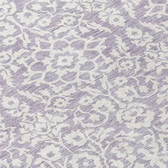 Lavender And Ivory Damask Washable Indoor Outdoor Area Rug Photo 7