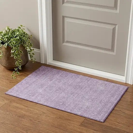 Lavender And Ivory Floral Washable Area Rug With UV Protection Photo 1