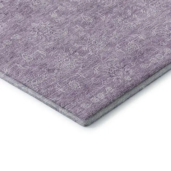 Lavender And Ivory Floral Washable Area Rug With UV Protection Photo 8