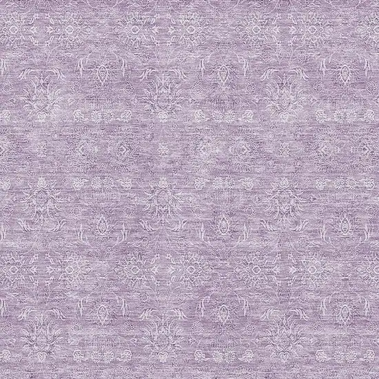 Lavender And Ivory Floral Washable Area Rug With UV Protection Photo 3