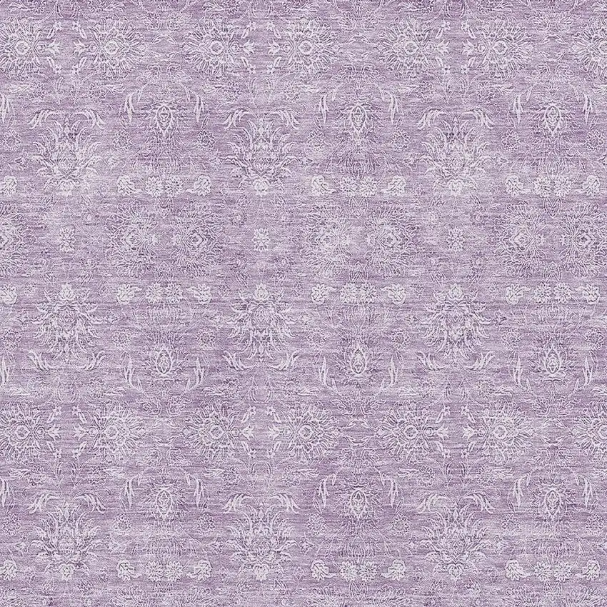 Lavender And Ivory Floral Washable Area Rug With UV Protection Photo 3
