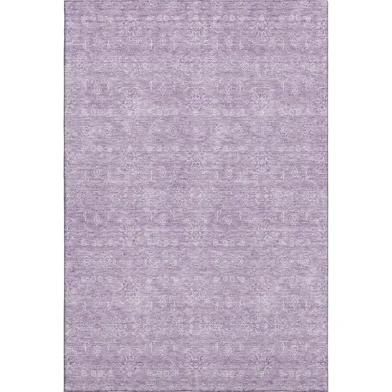 Lavender And Ivory Floral Washable Area Rug With UV Protection Photo 1