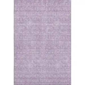 Photo of Lavender And Ivory Floral Washable Area Rug With UV Protection