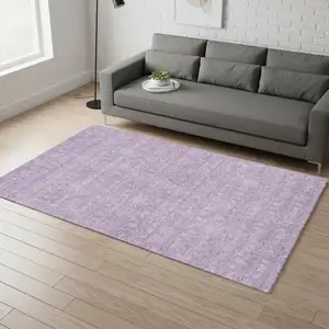 Photo of Lavender And Ivory Floral Washable Area Rug With UV Protection