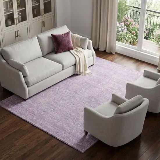 Lavender And Ivory Floral Washable Area Rug With UV Protection Photo 1