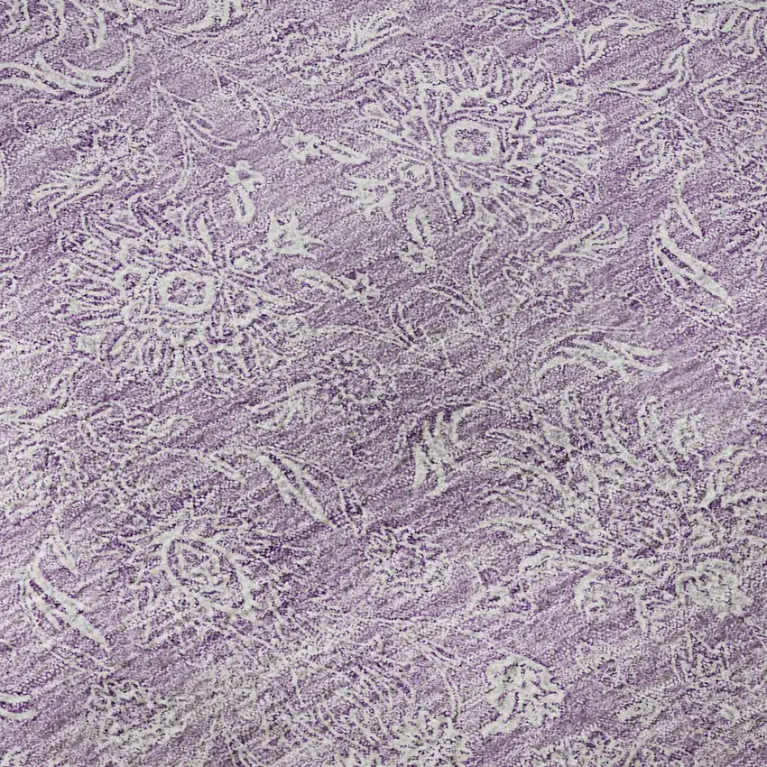 Lavender And Ivory Floral Washable Area Rug With UV Protection Photo 8