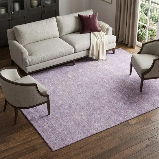 Lavender And Ivory Floral Washable Area Rug With UV Protection Photo 1