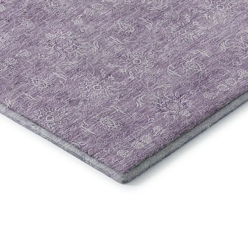 Lavender And Ivory Floral Washable Area Rug With UV Protection Photo 7