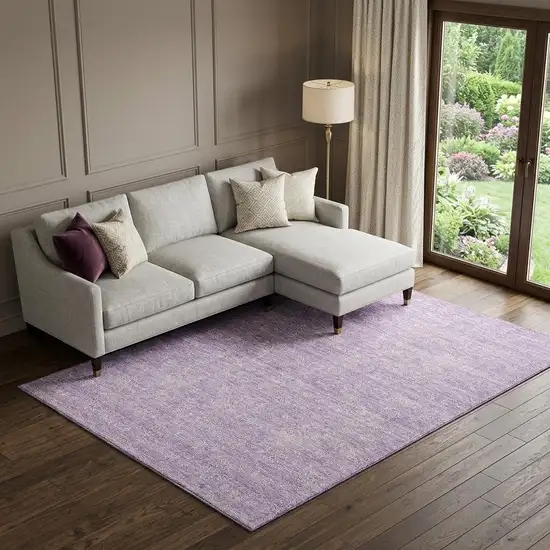 Lavender And Ivory Floral Washable Area Rug With UV Protection Photo 1