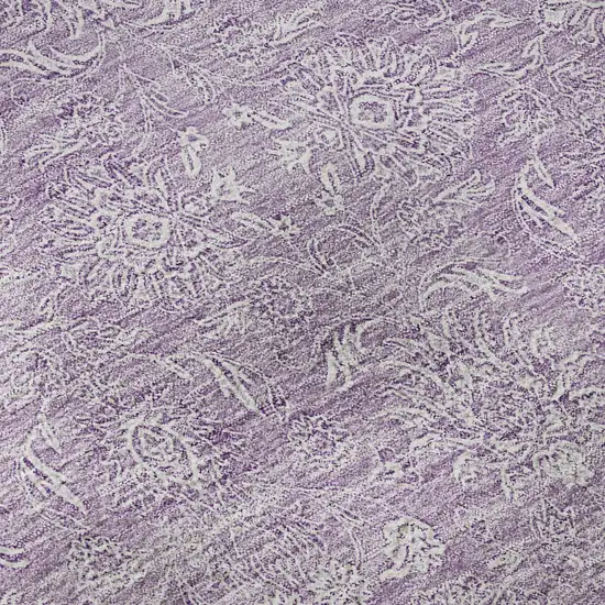 Lavender And Ivory Floral Washable Area Rug With UV Protection Photo 9