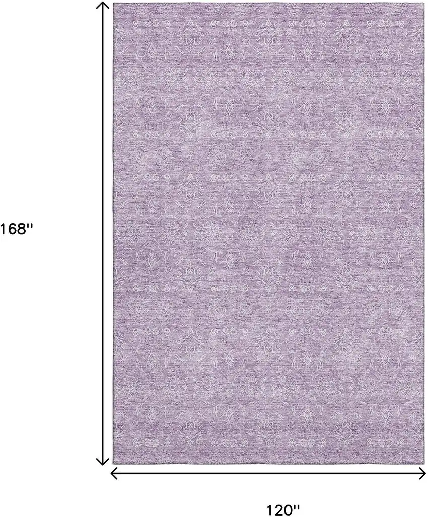 Lavender And Ivory Floral Washable Area Rug With UV Protection Photo 3