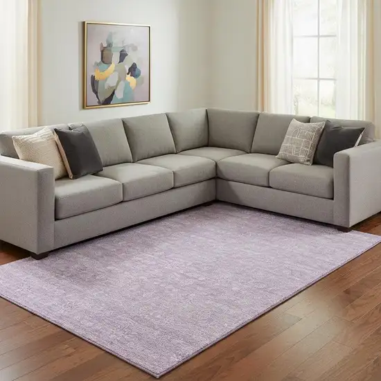 Lavender And Ivory Floral Washable Area Rug With UV Protection Photo 1