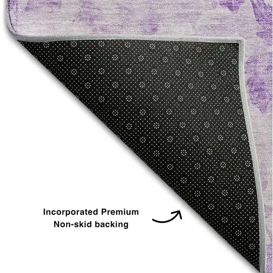 Lavender And Ivory Floral Washable Area Rug With UV Protection Photo 6
