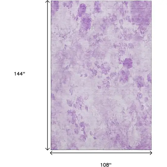 Lavender And Ivory Floral Washable Area Rug With UV Protection Photo 3