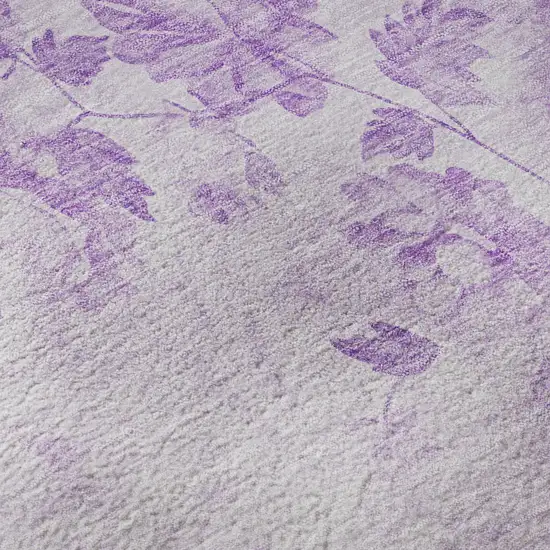 Lavender And Ivory Floral Washable Area Rug With UV Protection Photo 9
