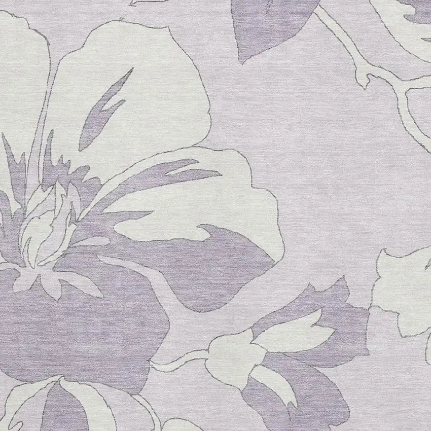 Lavender And Ivory Floral Washable Area Rug With UV Protection Photo 3