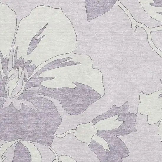 Lavender And Ivory Floral Washable Area Rug With UV Protection Photo 3