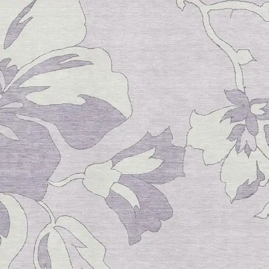 Lavender And Ivory Floral Washable Area Rug With UV Protection Photo 3