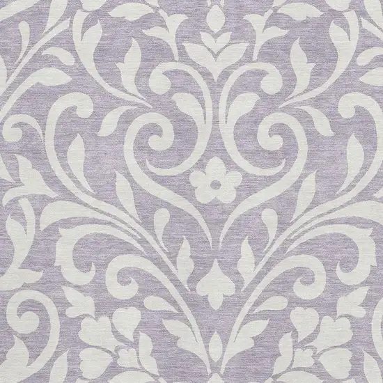 Lavender And Ivory Floral Washable Area Rug With UV Protection Photo 3